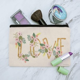 Love and Flowers Makeup Cosmetic Bag Organizer Pouch