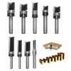 SICWOOD 9pcs Pattern Flush Trim Router Bit 1/4 Shank, Carbide