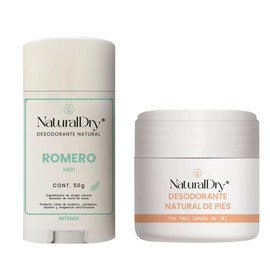 Naturaldry Men Intense Pack Desodorante Barra Natural Hombres Deportistas Aroma Romero Crema Piés Obstruye Poros Elimina Mal Olor Aceite Trea Tree