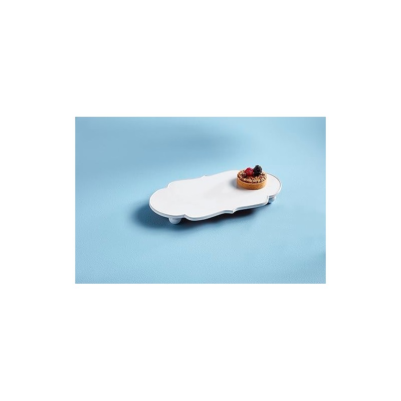 Mud Pie Happy Ceramic Serving Tray, 15" x 7.75", WHITE