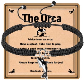 GIAYIER Black Orca Bracelet for Women Men, Inspirational Orca Whale Gifts Ocean Bracelet Jewelry, Orca Lovers Gift (Orca Bracelet)