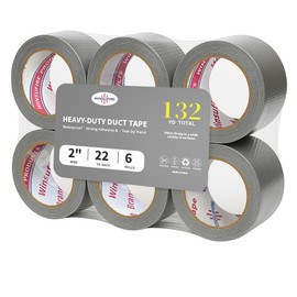 Duct Tape Heavy Duty, Heavy Object Packaging, and Home Repairing,Strong Adhesive Duct Tape for Indoor Outdoor Repairs, 2-inch by 22-Yard, 6-Roll,Total 132 Yards (Silver)