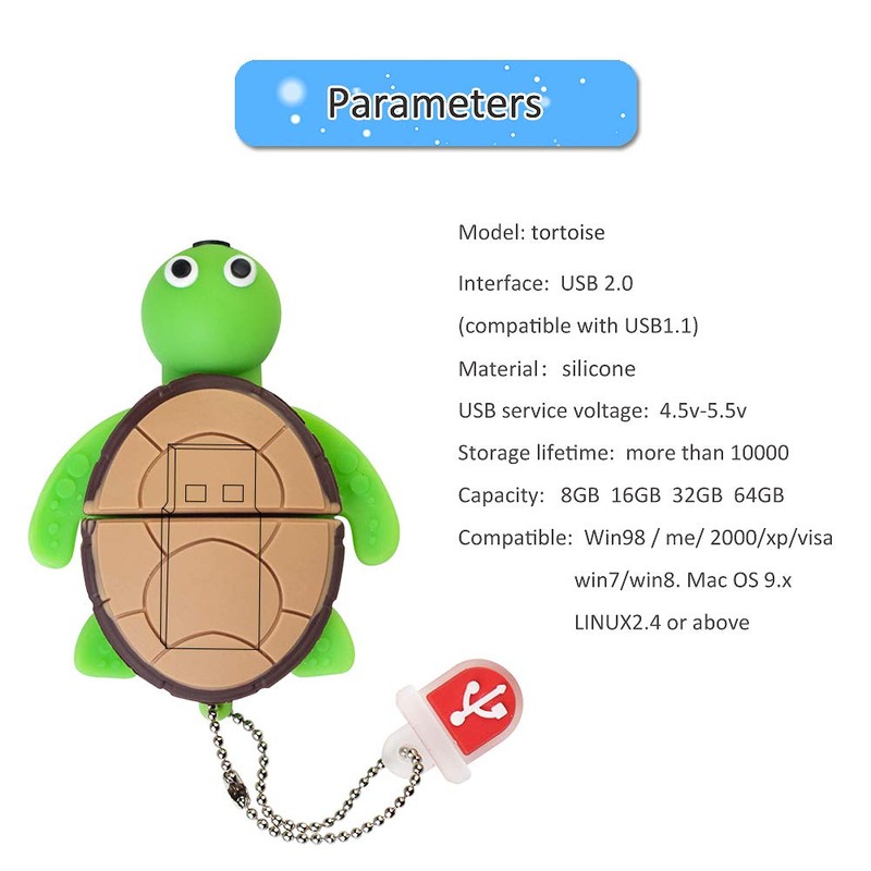 LEIZHAN Turtle Flash Drive 32GB Tortoise Thumb Drive Cute Animal
