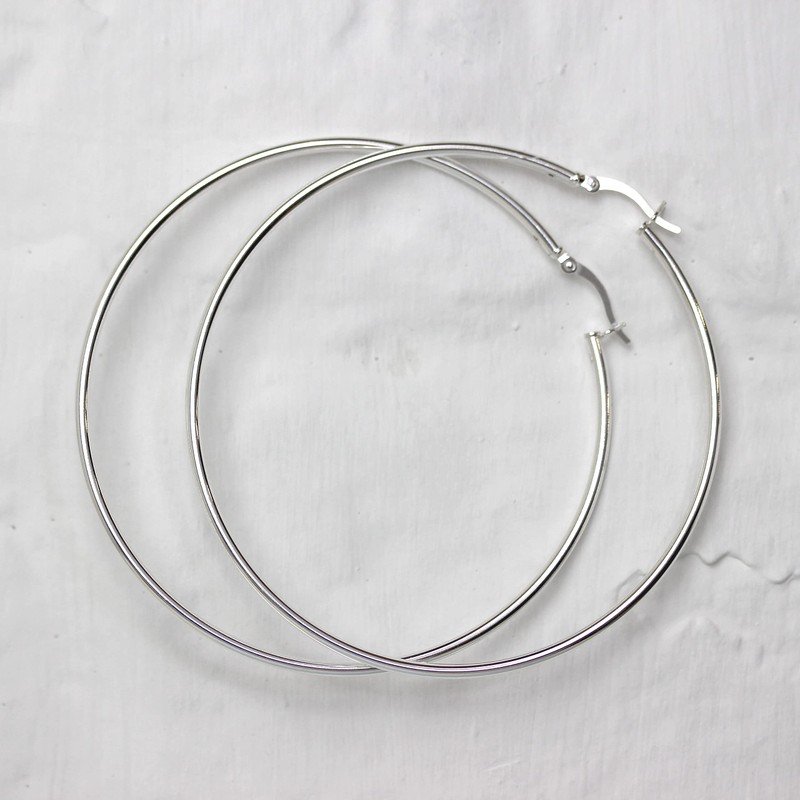 Sterling Silver Blank Sleeper 2 mm Creole Hoop Earrings 12