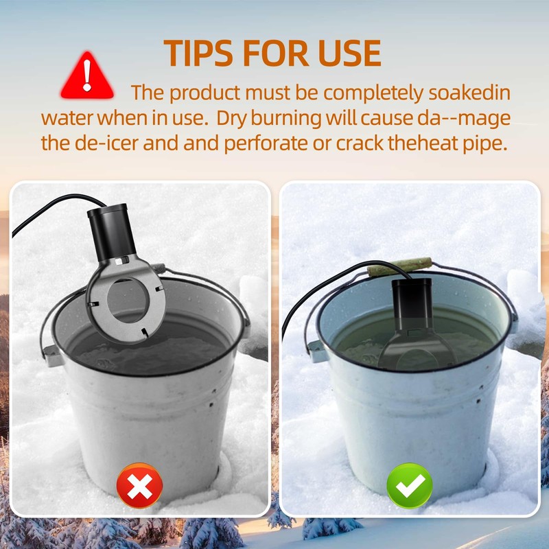 ABitmax 1000W Utility De-Icer, Chicken Water Heater, Submergible Cast Aluminum