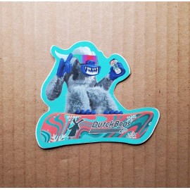 Dutch Bros Coffee December 2022 Abominable Snowman Yeti Snowboarding Sticker