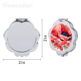 Framendino, 15 Pack Flower Sublimation Mirror Compact Heat Transfer Blank Travel Pocket Makeup Folding