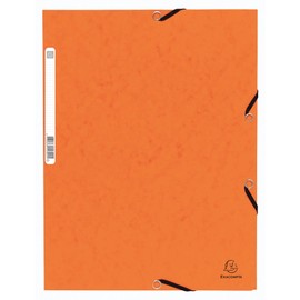 Exacompta 55304E Pack of 10 Portfolders Made of Extra Strong Colorspan Cardboard DIN A4 with 3 Flaps and Elastic Bands Orange Portfolio Folder Document Folder Ideal for Office and School