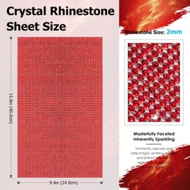 Bling Red Rhinestone Sheets Self Adhesive, 9.4x15.8 Inch