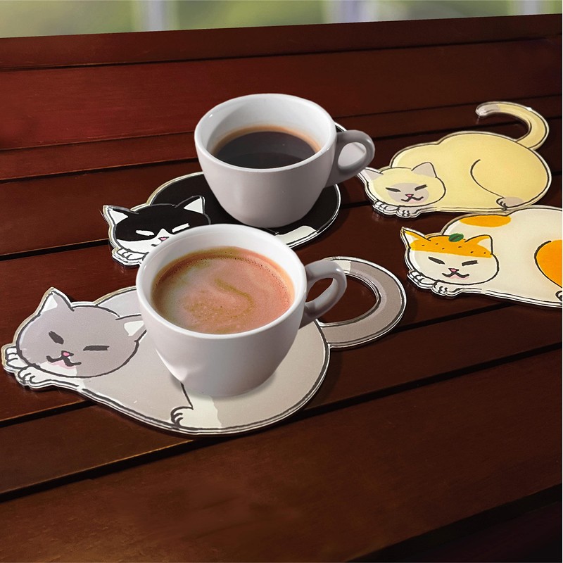Cat Riders Coaster Acrylic Cat Cute Hanging Animal Kitchen Office