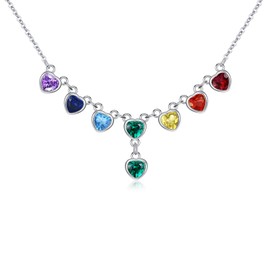 YEESIA 7 Chakra Necklace for Women, 925 Sterling Silver Yoga Chakra Necklace, Healing Balance Necklace, Chakra Gift, Spiritual Jewelry for Women and Mothers, Sterling Silver, Cubic Zirconia