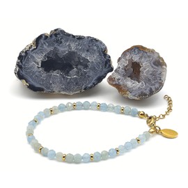 LAVISA Garnet Gemstone Bracelet – 4 mm Beads – Real Natural Stone Beads | Crystal Beads, Healing Stones | One Size with Extension, Gemstone