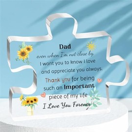 Daddy Acrylic Plaque Puzzle Ornaments Men Dad Birthday Christmas Present Home Desk Signs Decoration Papa Retirement Family Appreciate Thank You Sunflower Keepsakes