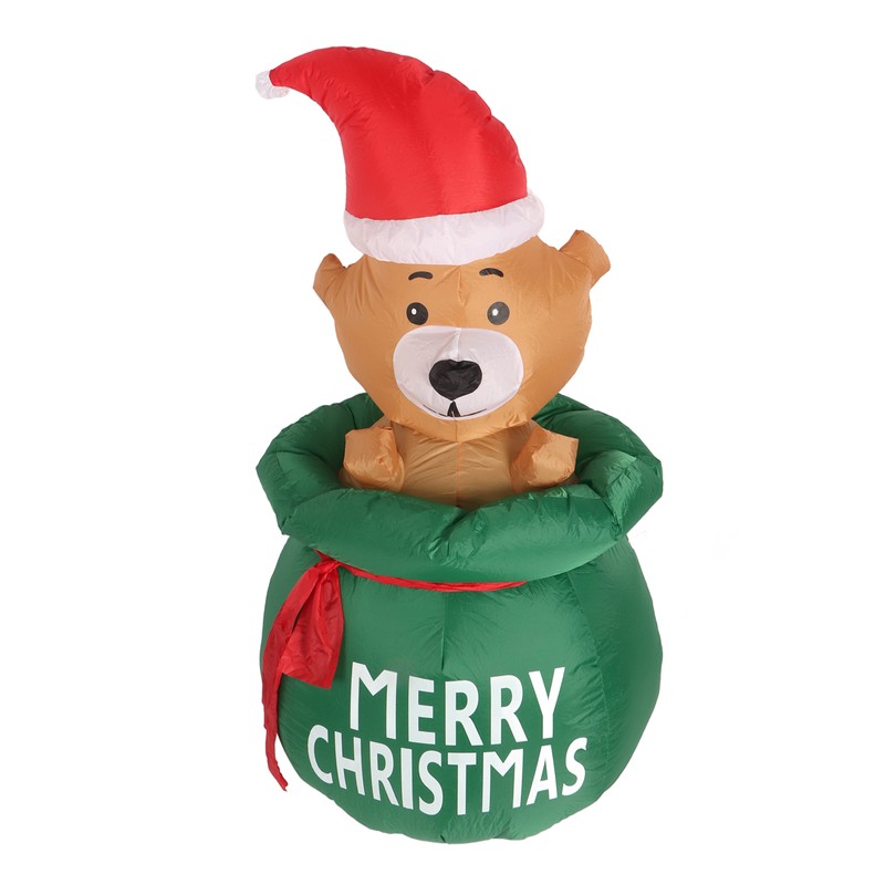 1.5m Christmas Inflatable Lovely Bear in Gift Bag with LED