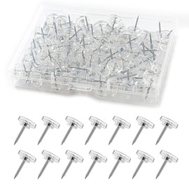 Rice Tacks with Head, Pack of 150, Transparent Drawing Pins, 16 mm, Pin Pins, Pin Board Pins, Flat Head Drawing Pins for Notice Board