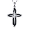 ONEFINITY Cross Necklace for Women Sterling Silver Black Onyx Cross
