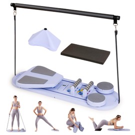 OutdoorMaster Pilates Board, 6 in 1 Pilates Reformer Set, Foldable Pilates Reformer Machine with Resistance Bands & Ab Traine, Portable Pilates Board for Full-Body Workouts (Purple)