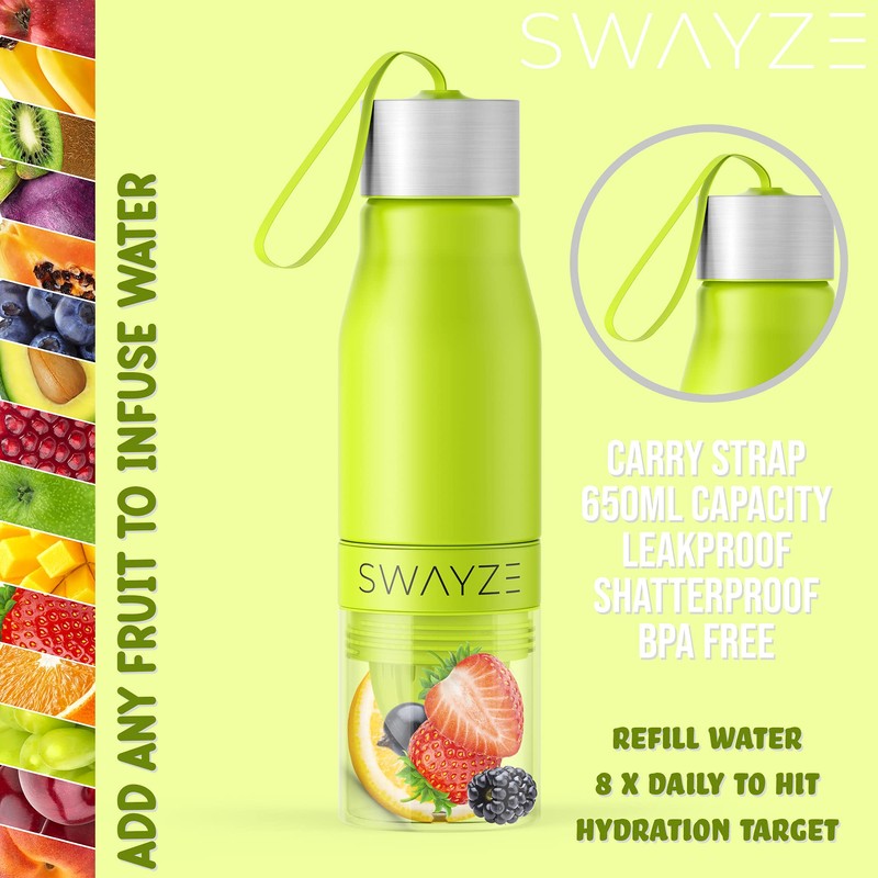 Water Bottle Fruit Infuser, BPA Free, Infusion Section, Fruit Squeezer