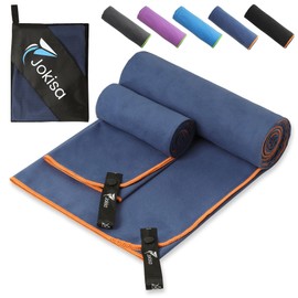 Jokisa 2 Stück Mikrofaser Handtuch Set (180x90cm Badetuch Groß+100x50cm Sporthandtuch),Schnell Trocknend und Kein Sand Strandhandtuch,Microfaser Handtücher für Fitness,Strand