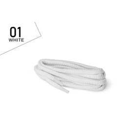Kaps Round Laces, quality durable 100% cotton shoe laces for casual footwear, made in Europe, 1 pair, many colours and lengths (60 cm - 24 inch - 3 to 4 eyelet pairs / 01 - white)