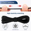 15M Black Elastic Cord,4mm Elastic String Bungee Cord Elastic Round