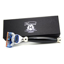 Men's 5 Blade Replaceable Razor Head with Black Resin Handle