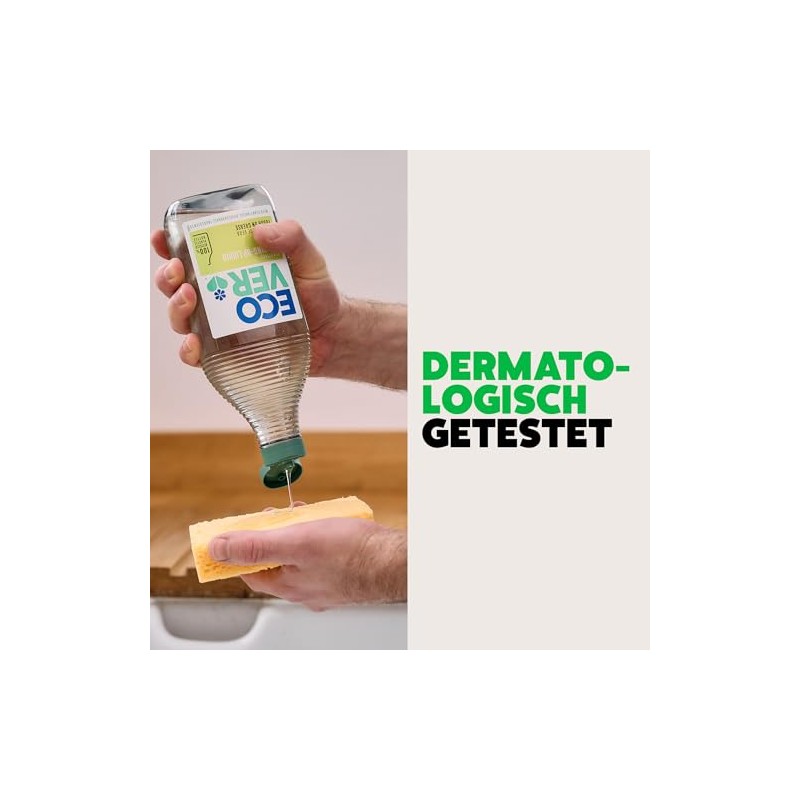 Ecover hand dishwashing liquid lemon and aloe vera, dermatologically tested,