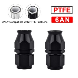 Unbranded EVIL ENERGY 6AN PTFE Hose End Fitting Straight Black for E85 PTFE Hose Only 2PCS