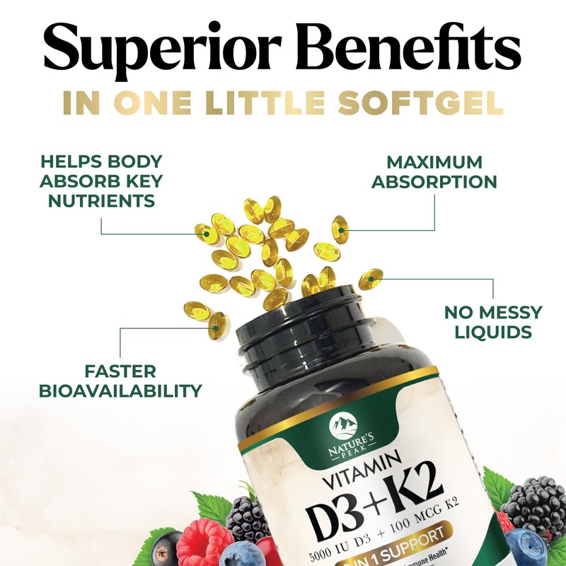 Vitamin D3 K2 Supplement | 5000 IU Vitamin D3 &