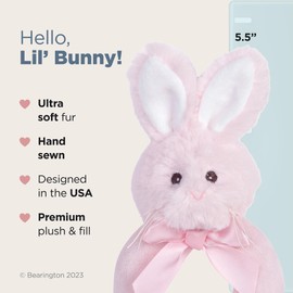 Bearington Baby Lil’ Bunny, 5.5 Inch Pink Soft Stuffed Easter Bunny Rattle, Baby Easter Gifts