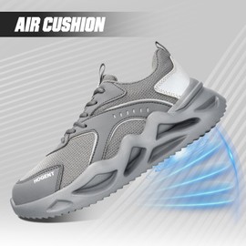 Hogent Steel Toe Shoes for Men Women Safety Work Sneakers Indestructible Comfortable Lightweight Breathable Construction Sneakers Anti Smashing Puncture Proof Air Cushion
