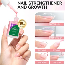 Nail Strengthener Protein for Damaged Nails: Pink 15ml 6 in 1 Natural Nail Hardener Extra Strong and Growth - Long Lasting Repair for Damaged Nails - Growth Oil for Salon Home Daily Work9.99