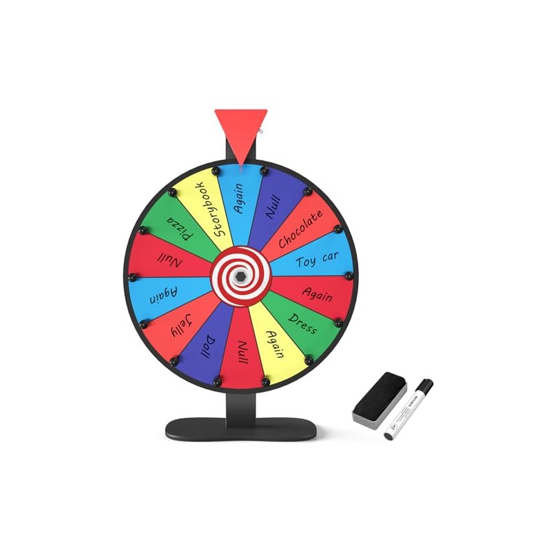 12 Inch Prize Wheel, 14 Slots Spinning Wheel for Prizes,