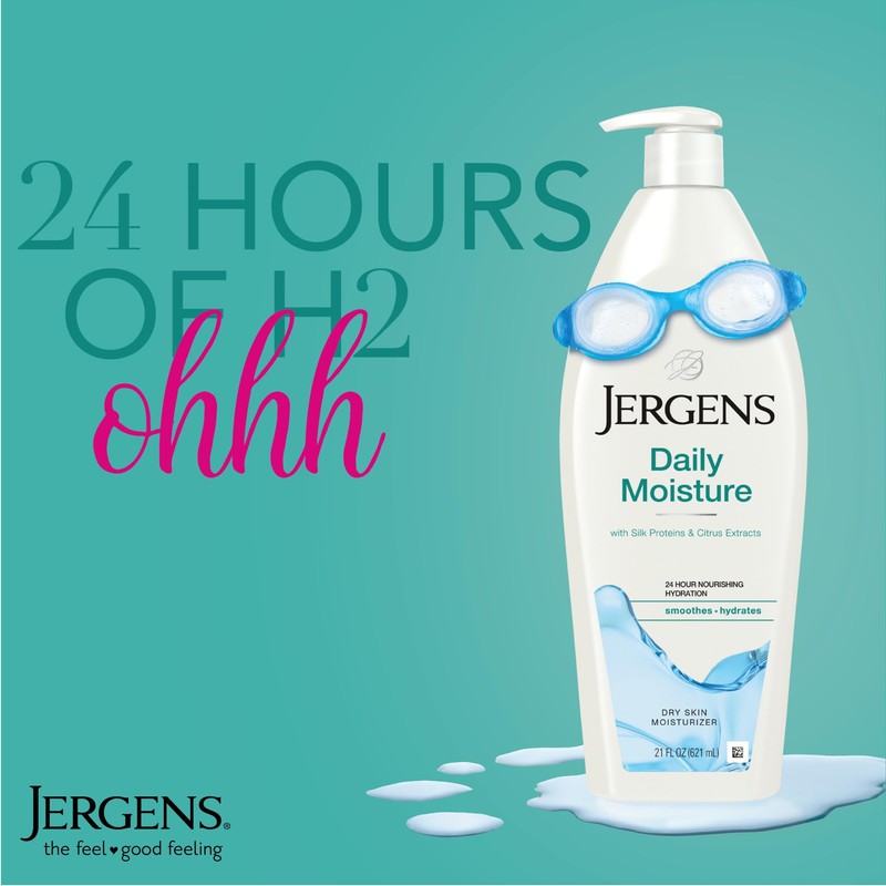 Jergens Daily Moisture Dry Skin Moisturizer, Hand and Body Lotion,