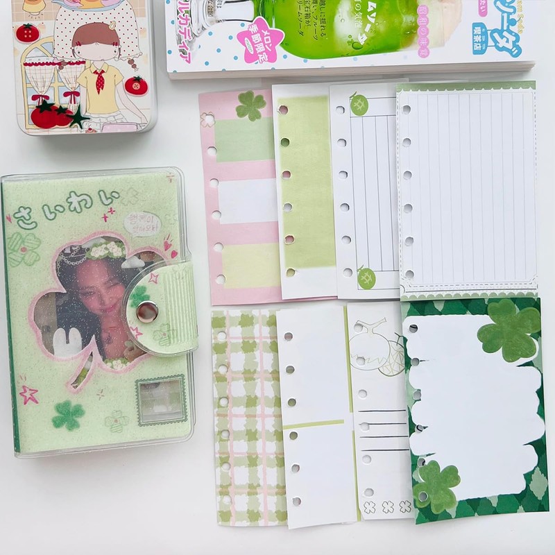 Girls Clover Notebook, A7 Size, Cute Clover Binder, 6 Hole