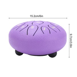6in 11 Tones Steel Tongue Drum, Ethereal Rain Drum, Chakra Harmonizing Mini Percussion Instrument for Outdoor & Garden Use (violet)