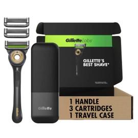 Gillette GilletteLabs With Exfoliating Bar Shaving Razor For Men, 1 Handle, 3 Blade Refills, Includes Travel Case for Convenient Storage On The Go
