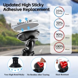 Sticky Adhesive Pads for Dash Cam Mount, 5pcs 63mm(2.48") Round Strong Double-Sided Mounting Sticker Tape Replacement for Dashcam Car Window Dashboard/Windshield Camera Suction Cup Holder Base