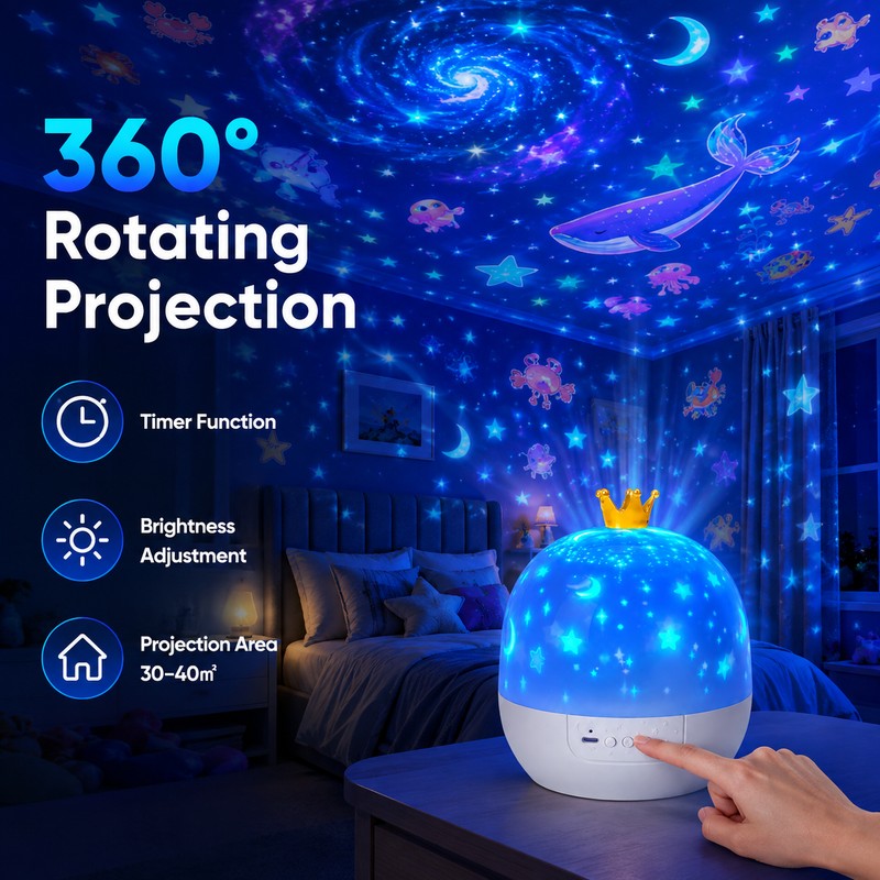 Star Galaxy Projector for Bedroom Decor – 21-in-1 360° Rotating