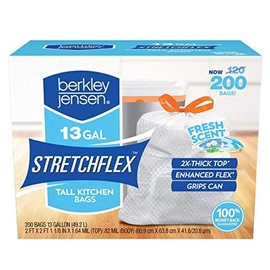Berkley Jensen 13 Gallon Fresh Scent Drawstring Trash Bag, 200 ct.