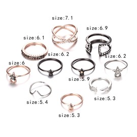 RINHOO FRIENDSHIP 10PCS Bohemian Retro Vintage Crystal Joint Knuckle Ring Sets Finger Rings (Star)