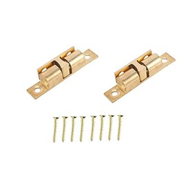 Bulk Hardware BH01250 70mm (2.3/4 inch) Adjustable Double Ball Roller Cupboard Cabinet Door Tension Catch - Solid Brass, Pack of 2