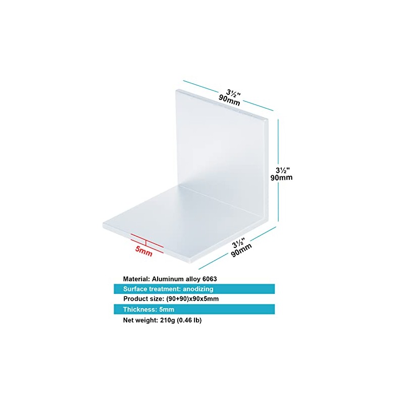 OTTFF 4 Pack Aluminum L Shape Angle Bracket, 3-1/2" x