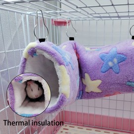 Knchy Hamster Hanging Tunnel Tube, Plush Guinea Pig Tunnels Cave and Tubes Hideout Warm Small Animals Pets Hammock Sleep Bed Nest, Cozy Chinchilla Ferret Habitat Cage Accessories for Playing Sleeping