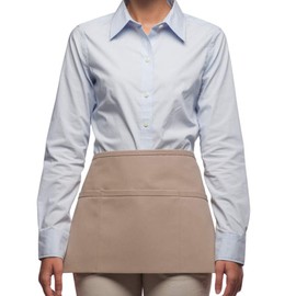 Rexzo - Delantal unisex de 3 bolsillos para camareros, camareras y servidores de alimentos, muchos colores, Caqui, Talla única