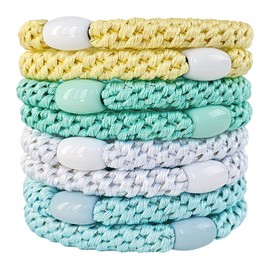 AXEN 8 Pieces Elastic Hair Tie for Women Girls, Cotton Bands Soft Woven Ponytail Holders for Thick Hair and Curly Hair, Pure Colour