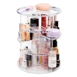 Lonian 360° Rotating Makeup Organizer, Adjustable Acrylic Cosmetic Storage, Cosmetic Organisers and Spinning Makeup Stand for Beauty Skincare