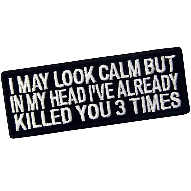 I May Look Clam Embroidered Velcro Patch that looks calm