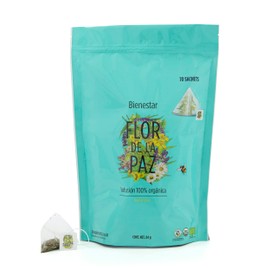 FLOR DE LA PAZ, Bienestar, Té Herbal 100% Orgánico y Sustentable, Infusión de Cedrón Puro, Té Relajante, Antiinflamatorio y Antioxidante, 70 Bolsitas de Té