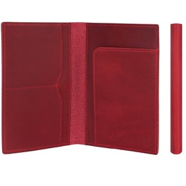 STAR VISTA Albatross Leather Travel Passport Holder, Minimalist Design, Full Grain Leather Case for Women and Men - Slim Passport Wallet, Bifold, RFID Blocking, Crimson Red